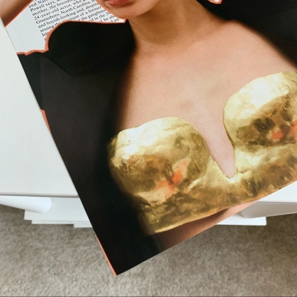 Editorial Collage Wall Art Hailey Bieber Gold Bustier Statement Aesthetic